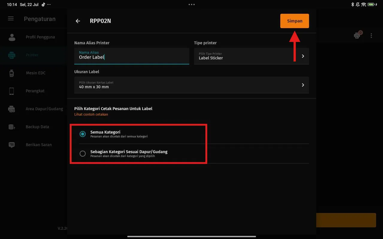 mengatur printer label